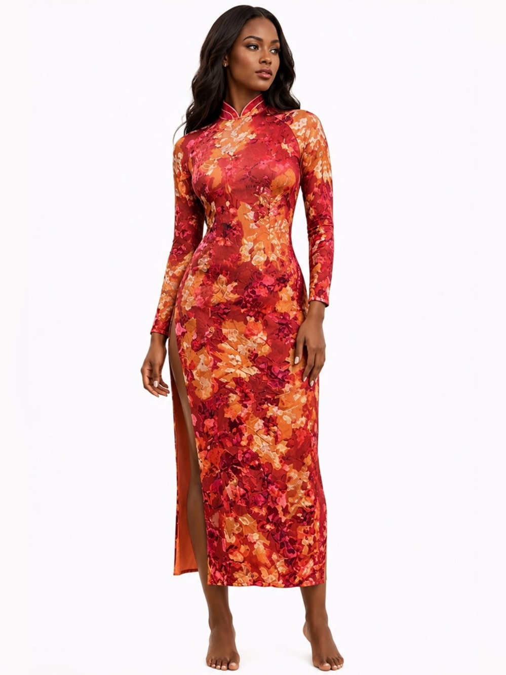Vintage Raw Silk Ao Dai Kimono Dress XS